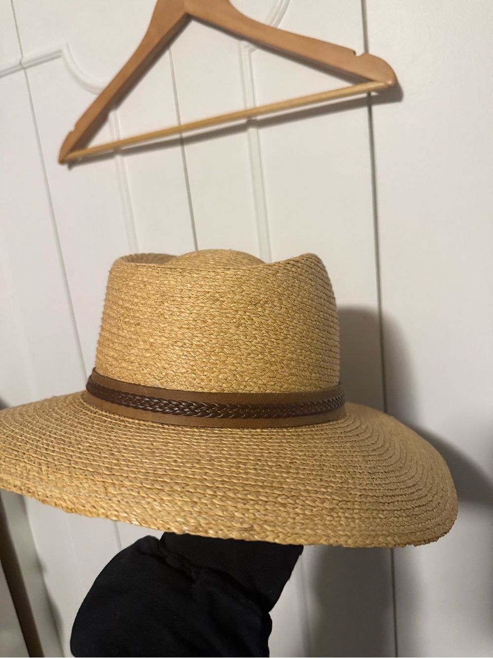 Men's Tan Straw Fedora with Brown Braided Band